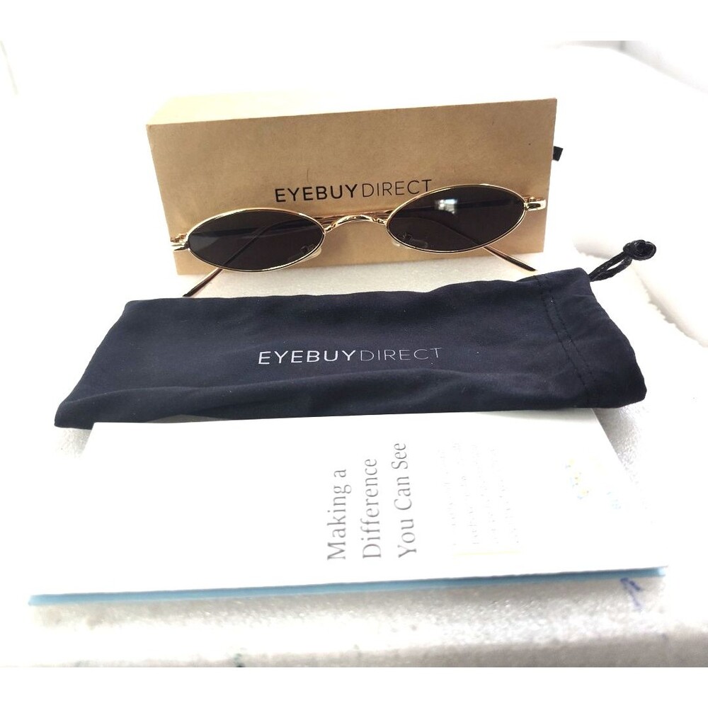 Eyebuydirect  Gold Metal Small Retro Oval Cat Eye UV400 Sunglasses NIB 50-19-140